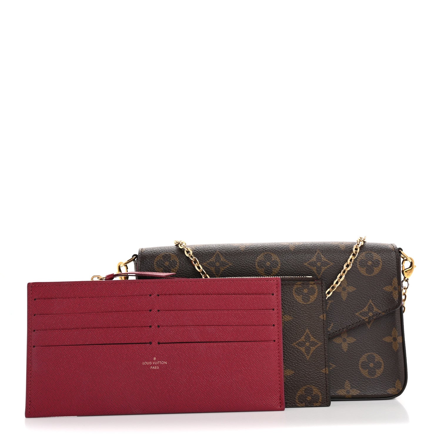 Louis Vuitton Monogram Pochette Felicie Chain Wallet Fuchsia 2 of 15