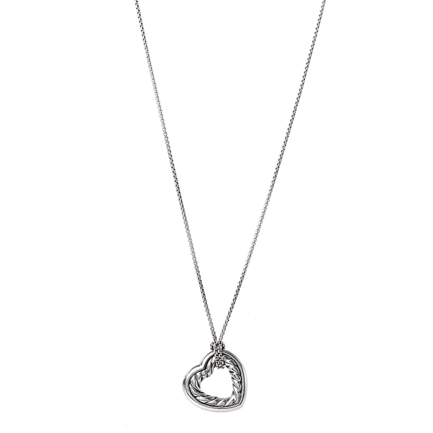 Sterling Silver 18K Yellow Gold Open Heart Cable Necklace