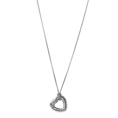David Yurman Sterling Silver 18K Yellow Gold Open Heart Cable Necklace 1 of 4