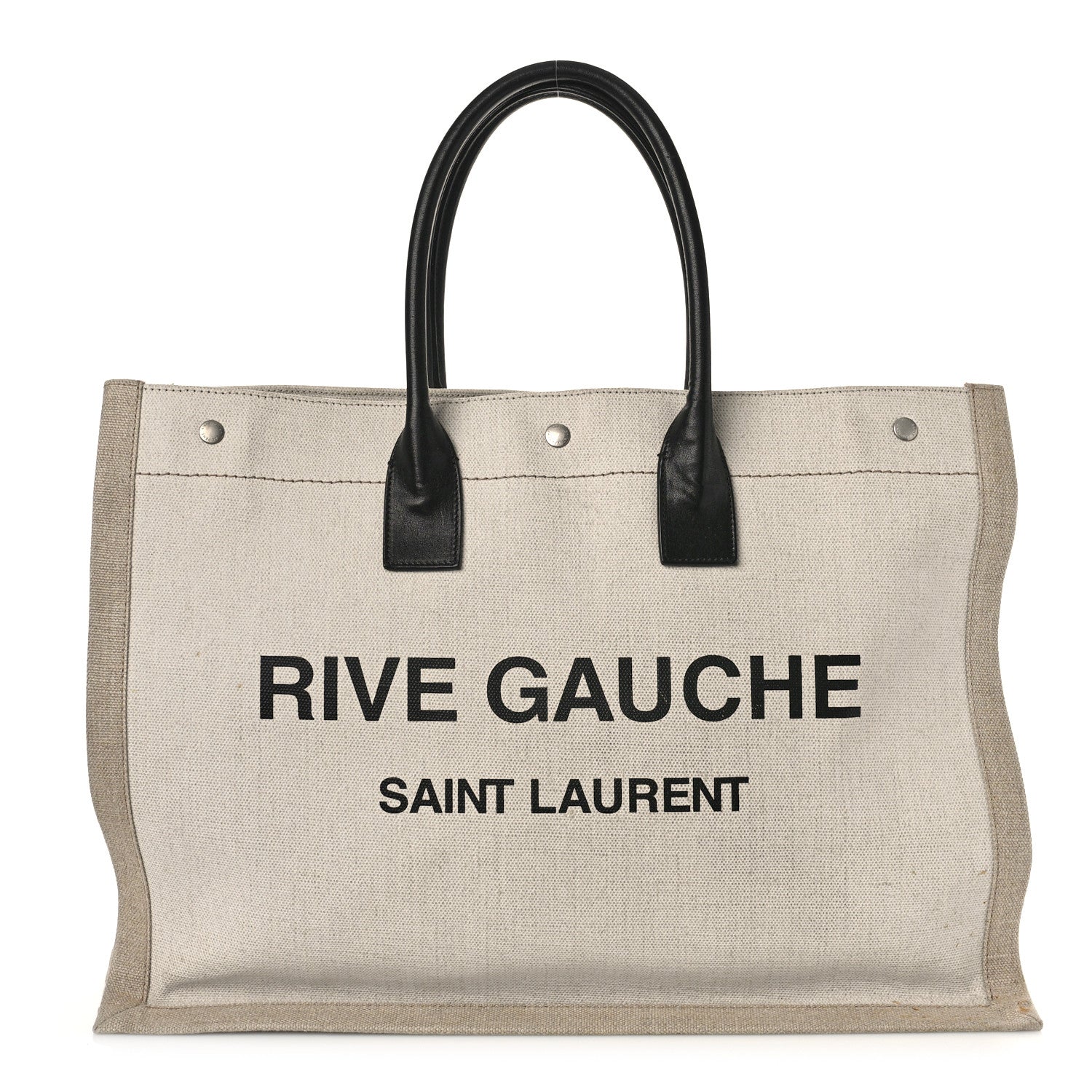 Saint Laurent Linen Calfskin Rive Gauche Tote Optic White 1 of 8