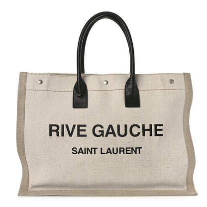 Saint Laurent Linen Calfskin Rive Gauche Tote Optic White 1 of 8
