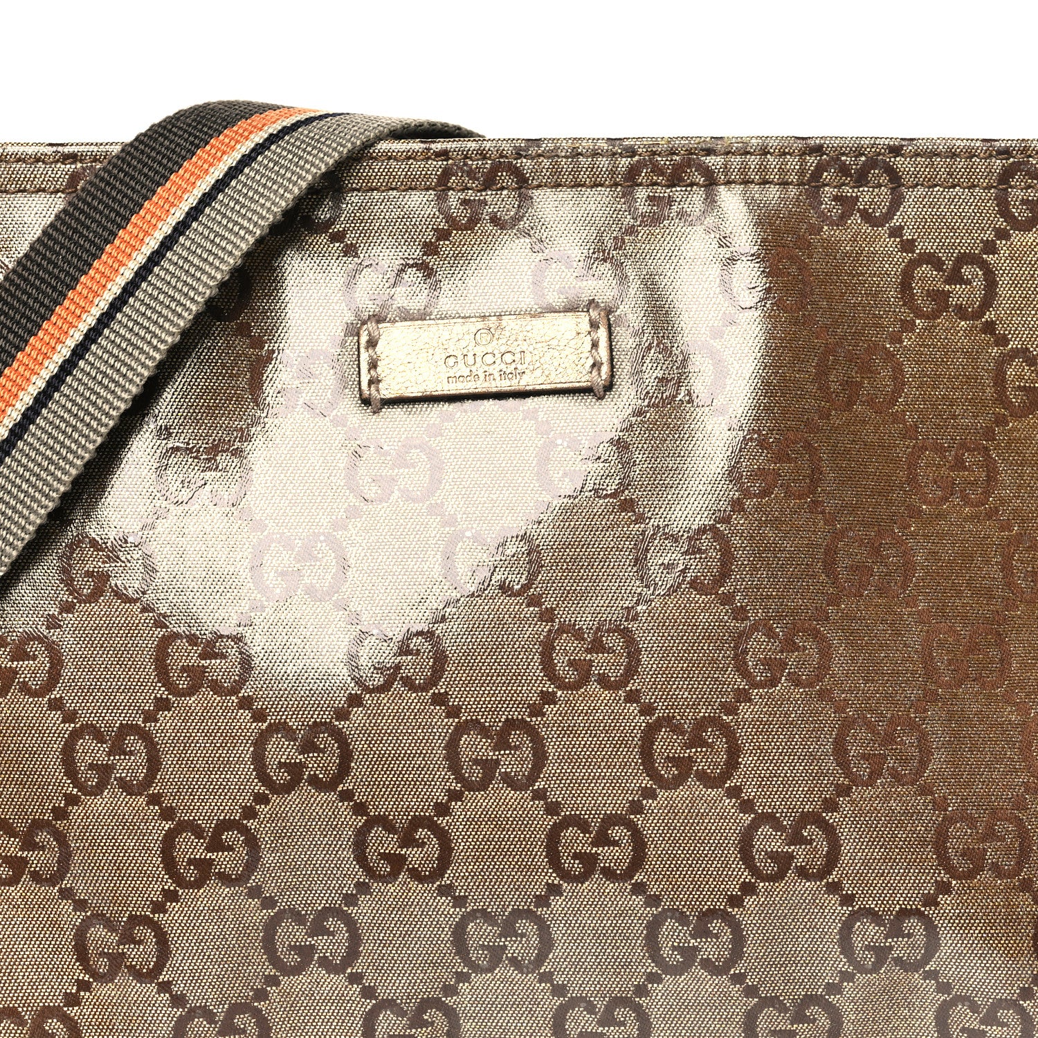 Gucci Crystal Monogram Web Small Flat Messenger Crossbody Bronze 8 of 13