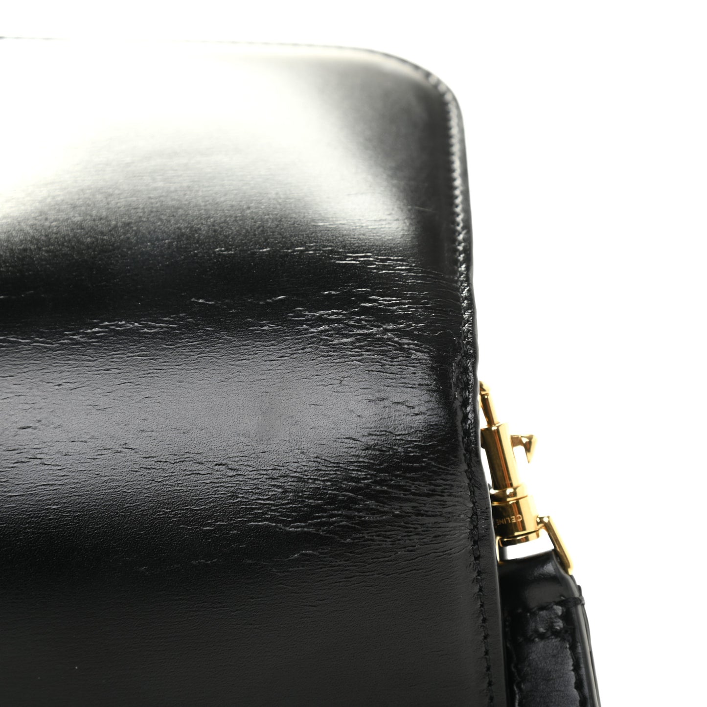 Shiny Calfskin Triomphe Clutch Black