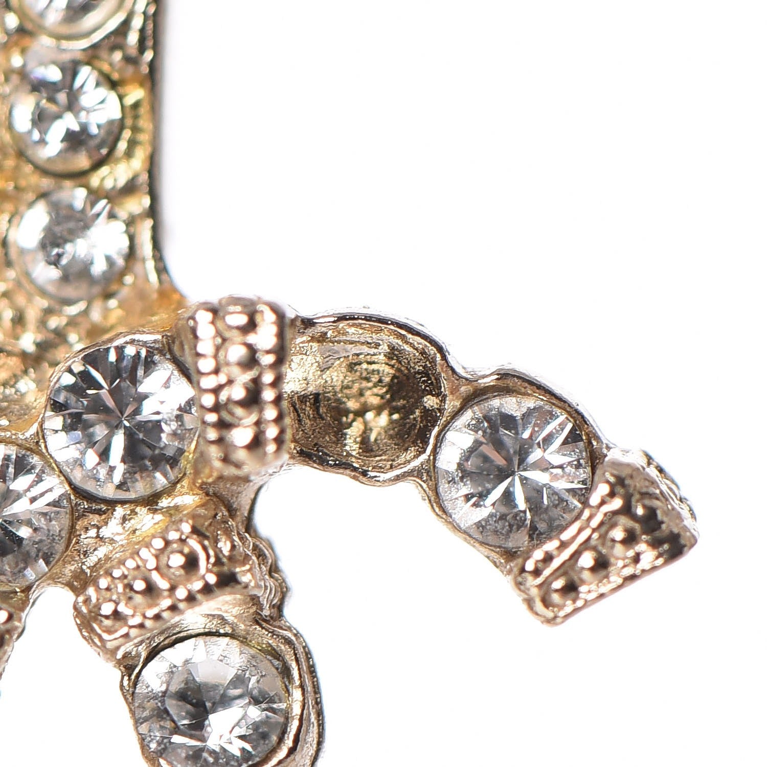 Chanel Metal Crystal CC Drop Earrings Gold 5 of 6
