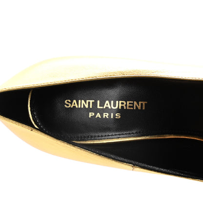Saint Laurent Calfskin Opyum 100 Pumps 39 Gold 10 of 16