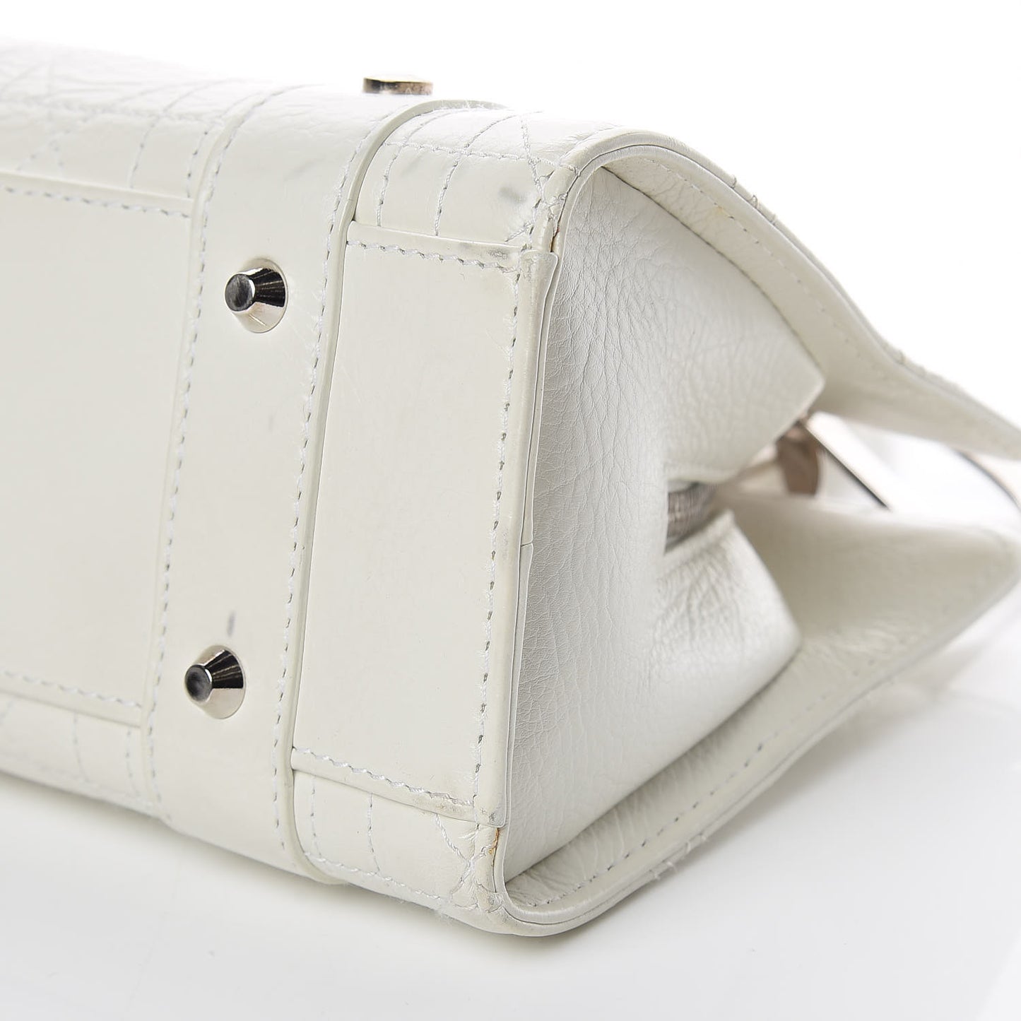 Calfskin Cannage Stitched Small Lady East West Lady Dior White