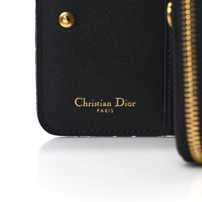 Christian Dior Grained Calfskin Supple Cannage Caro Scarlet Zipped Wallet Black 6 of 7