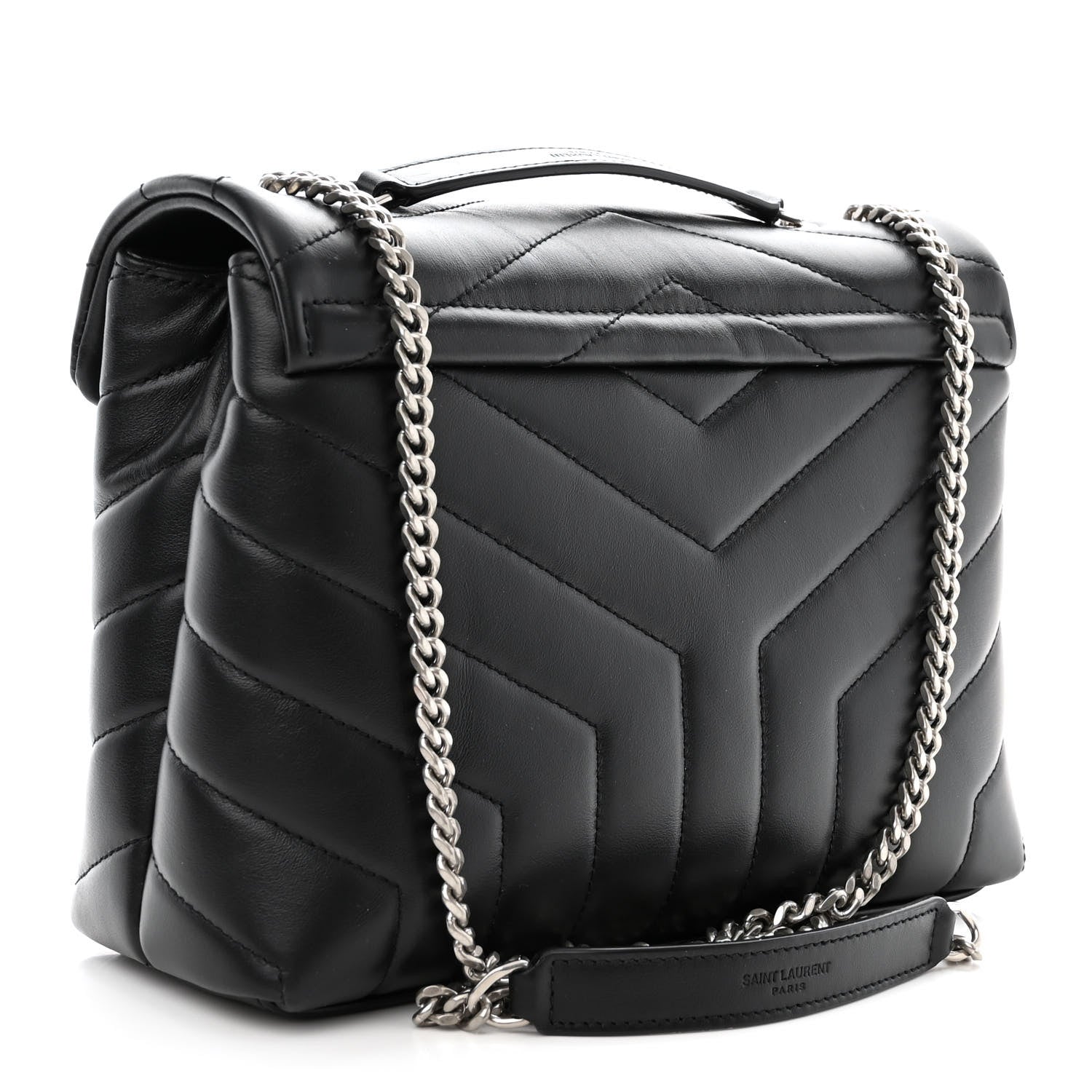 Saint Laurent Calfskin Y Quilted Monogram Small Loulou Chain Satchel Black 3 of 10