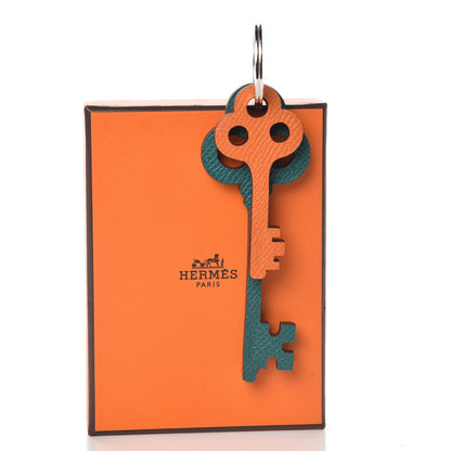 Hermes Epsom Petit H Key Ring Malachite Orange Black 6 of 6