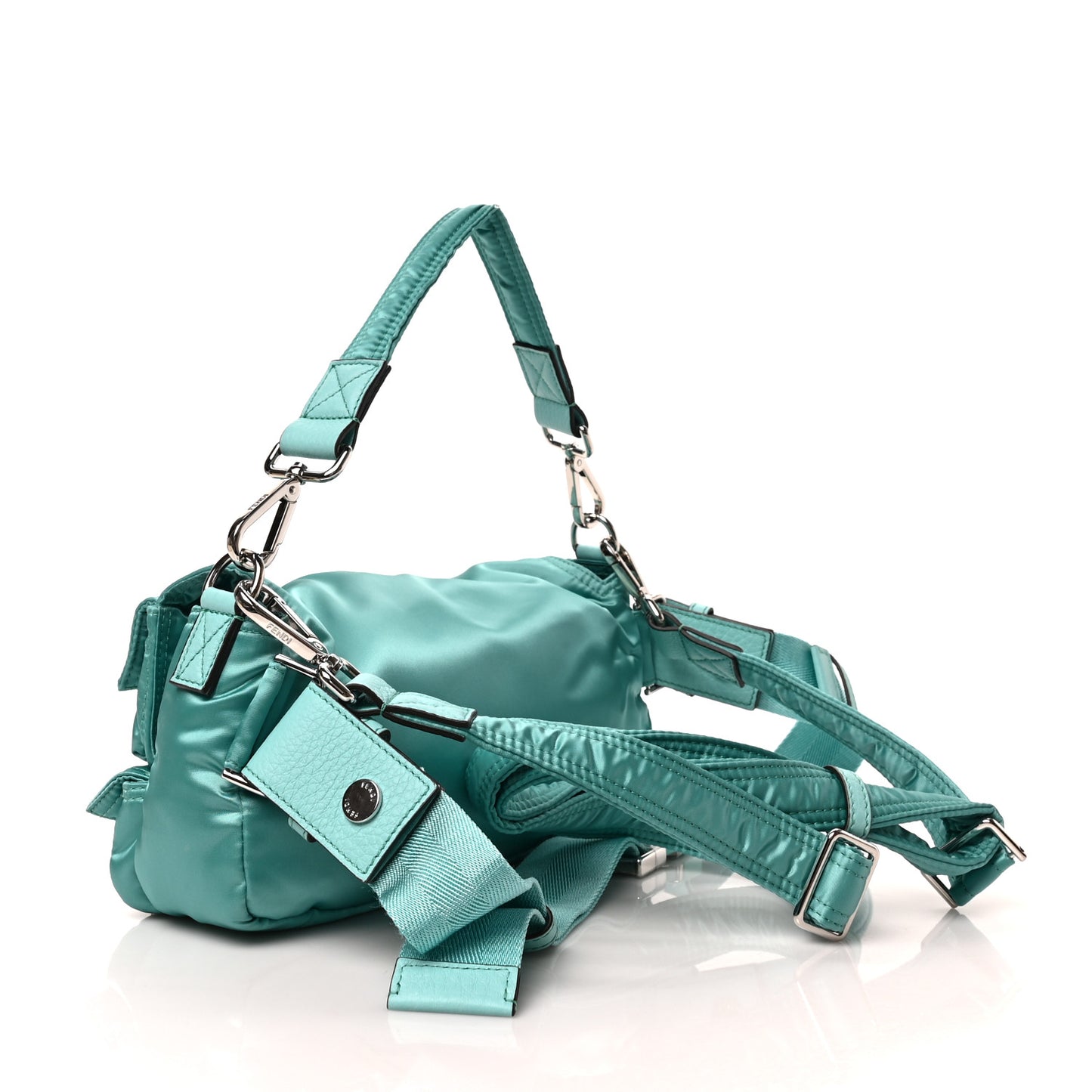 Econyl Cuoio Romano Multipocket Baguette Turquoise
