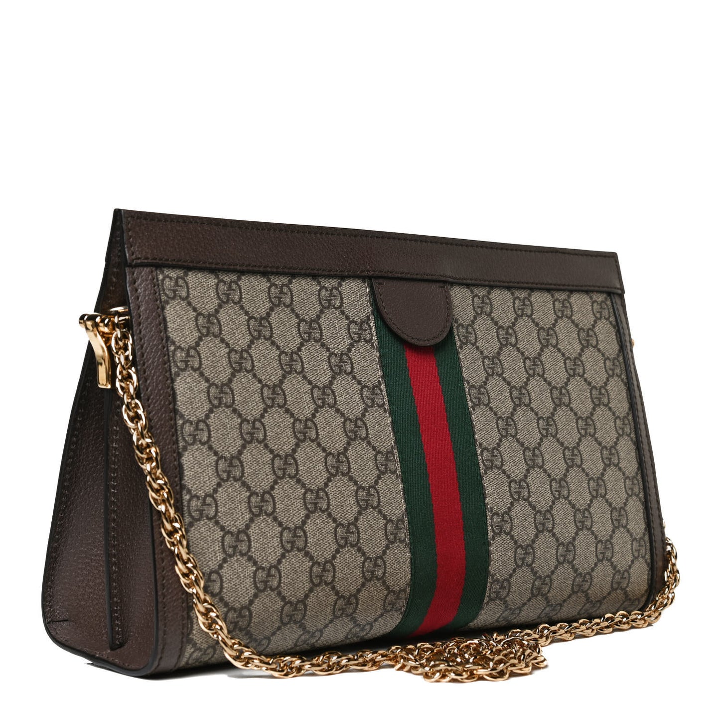 GG Supreme Monogram Web Medium Ophidia Chain Shoulder Bag Brown