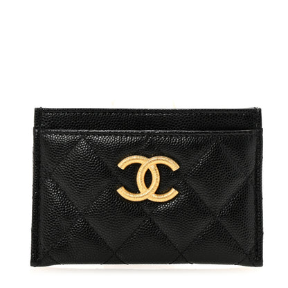 Chanel Caviar Quilted Studded CC Card Holder Black 1 of 9
