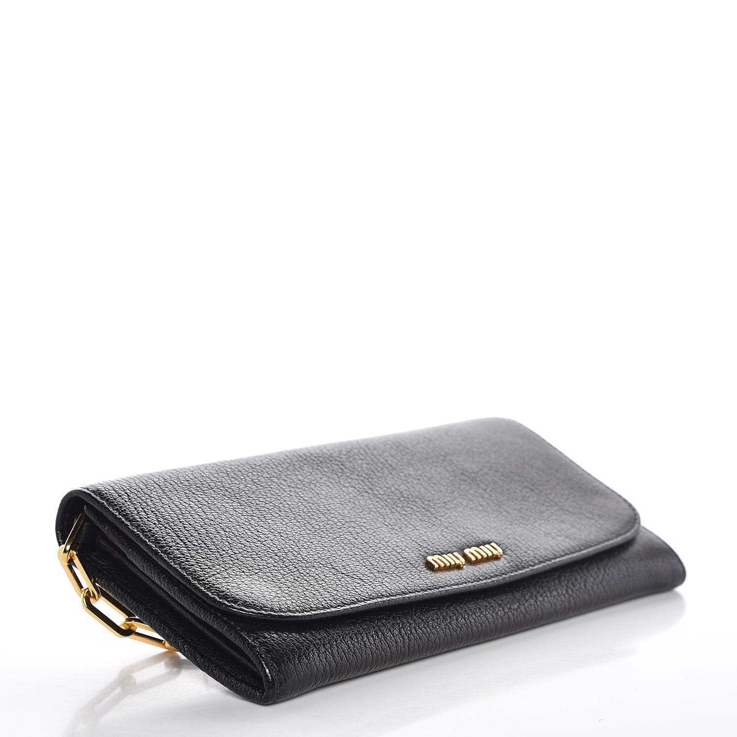 Miu Miu Goatskin Madras Wallet On Chain Black 4 of 7