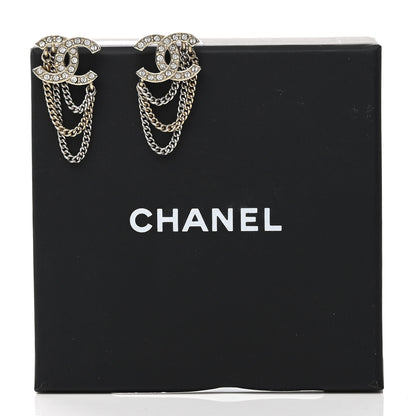 Chanel Crystal Chain CC Earrings Gold 5 of 5
