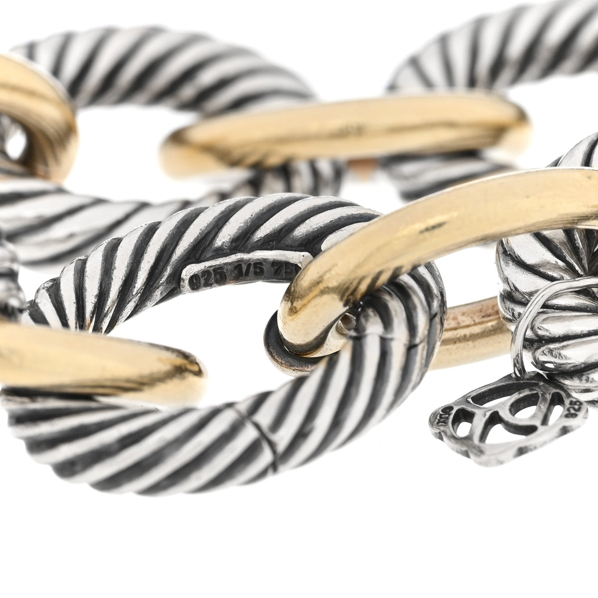 Sterling Silver 18K Yellow Gold 18mm Extra Large Oval Link Bracelet