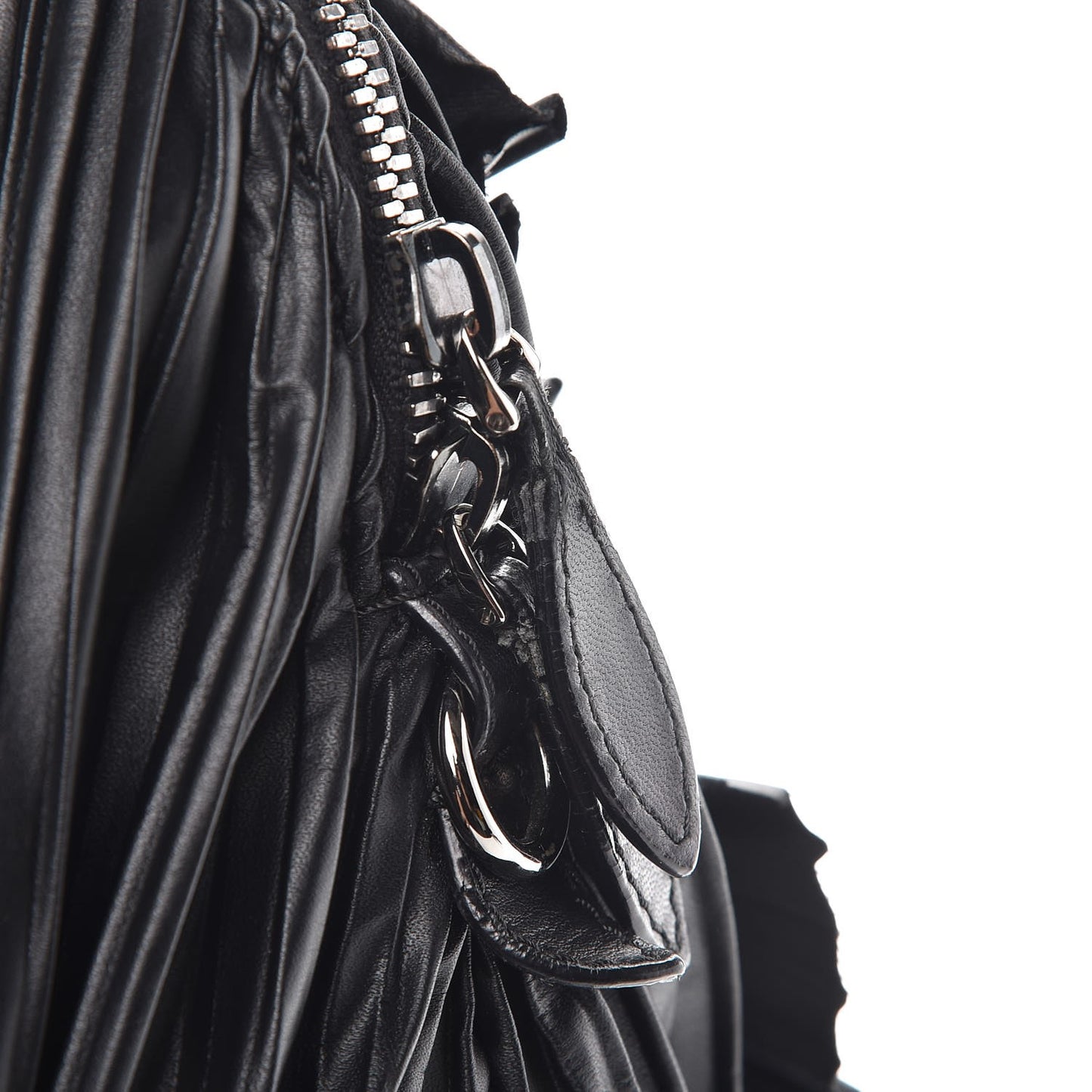 Nappa Pleated Petale Dome Tote Black