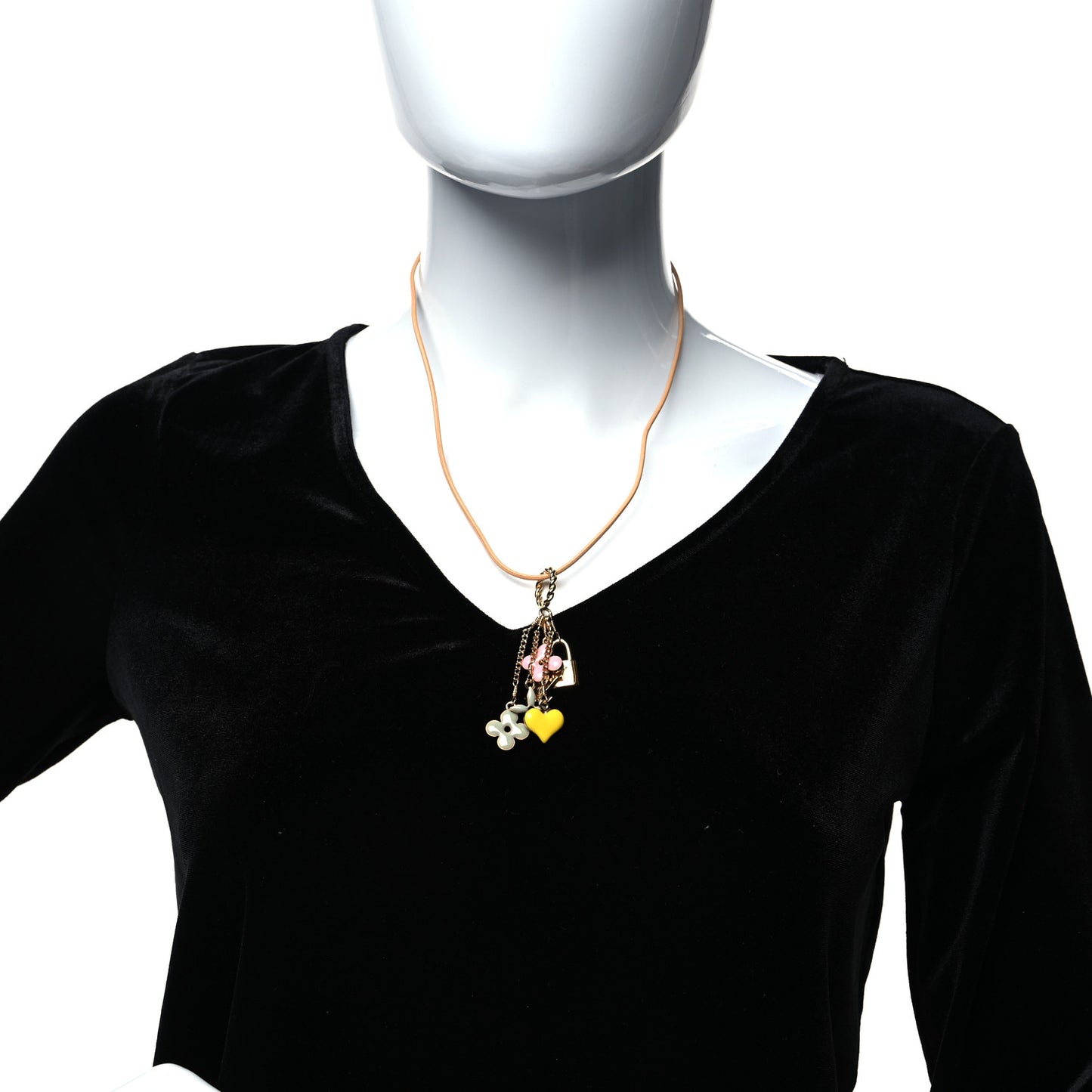 Metal Enamel Sweet Monogram Pendant Necklace Multicolor