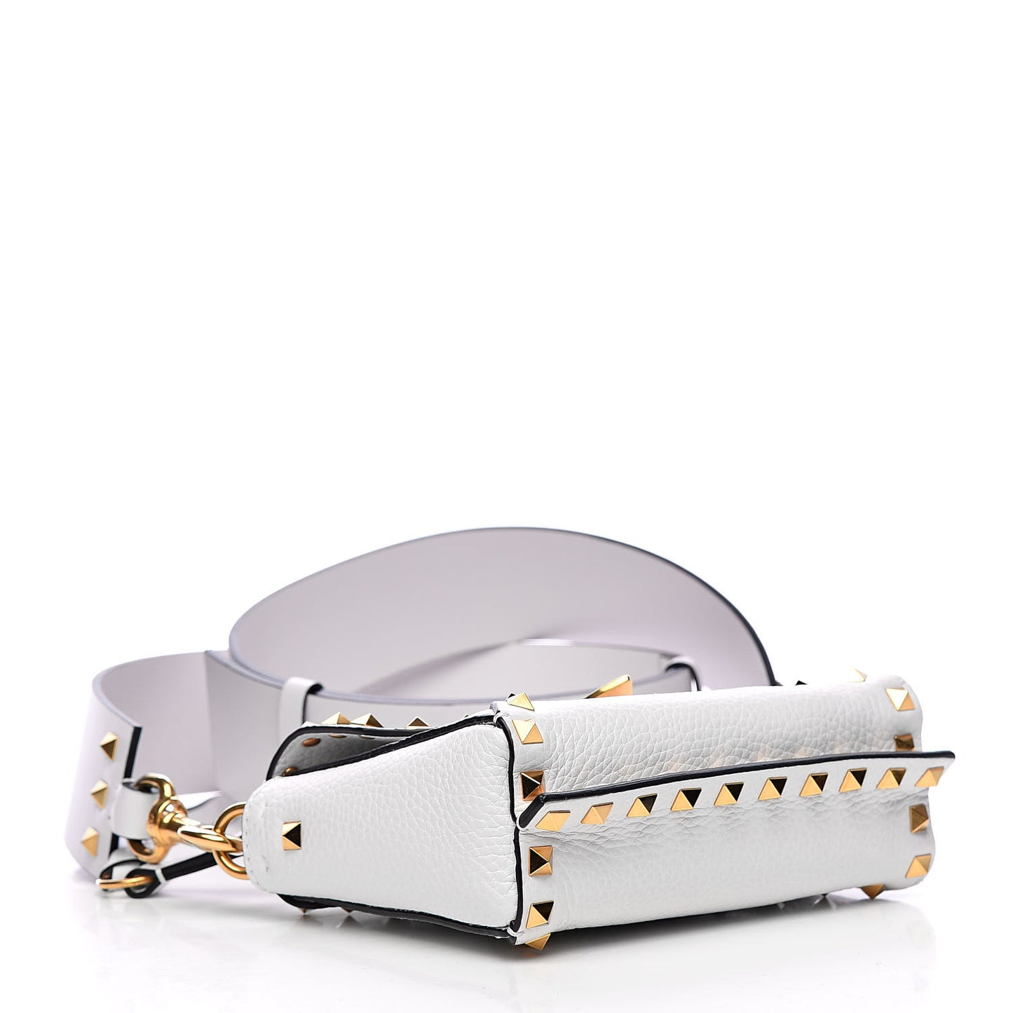 Grainy Calfskin Small Rockstud Hype Shoulder Bag White
