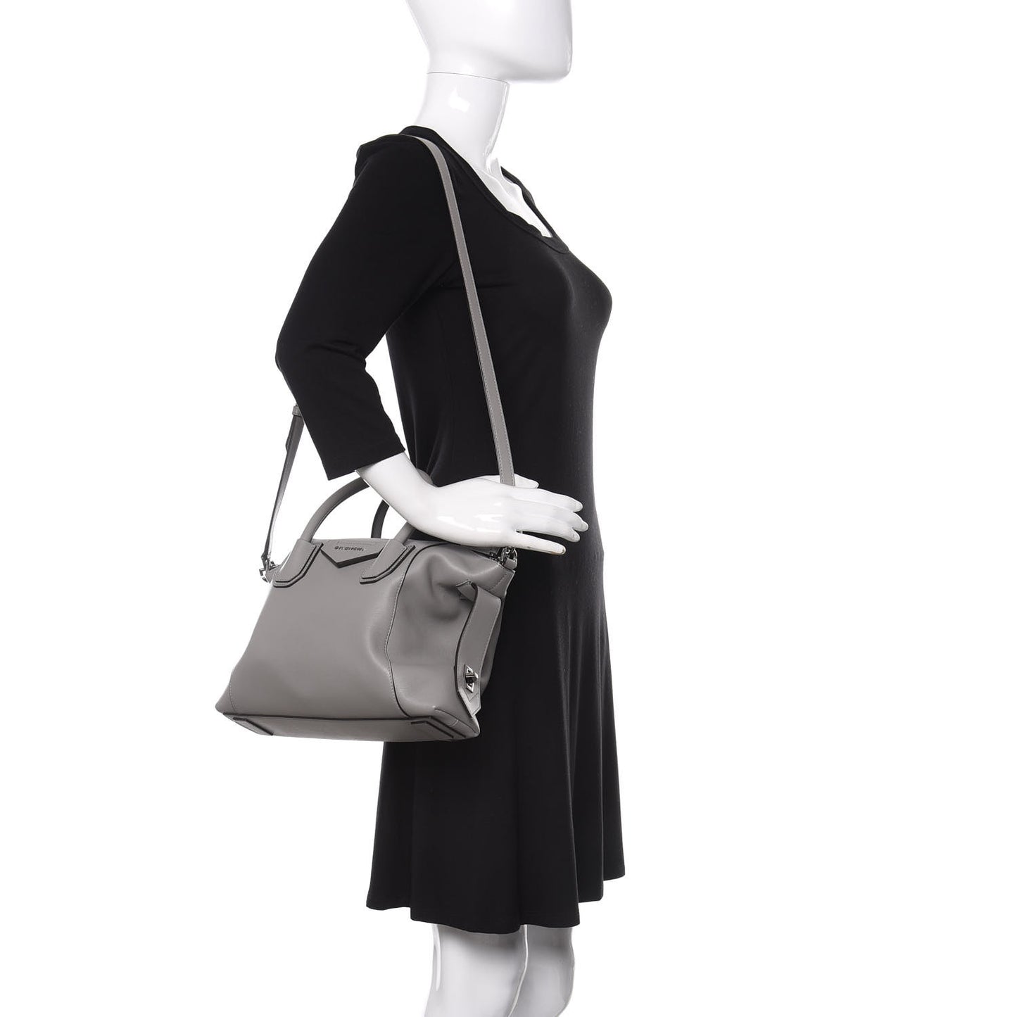 Soft Calfskin Small Antigona Pearl Grey