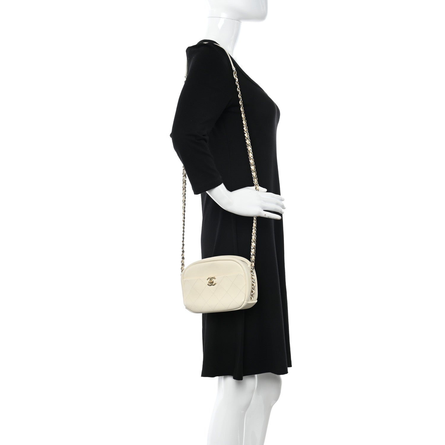 Chanel Goatskin Quilted Small Casual Trip Camera Case White 2 of 10