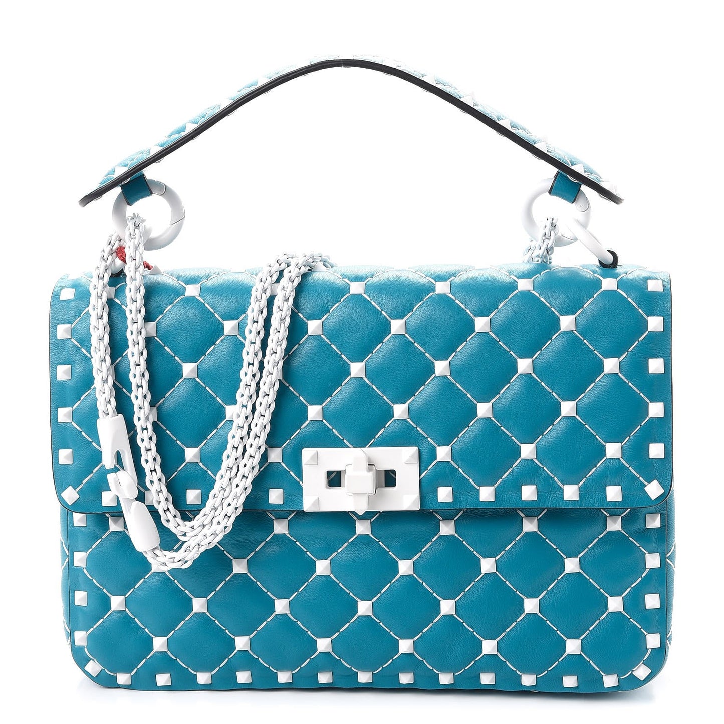 Lambskin Medium Free Rockstud Spike Shoulder Bag Cerulean