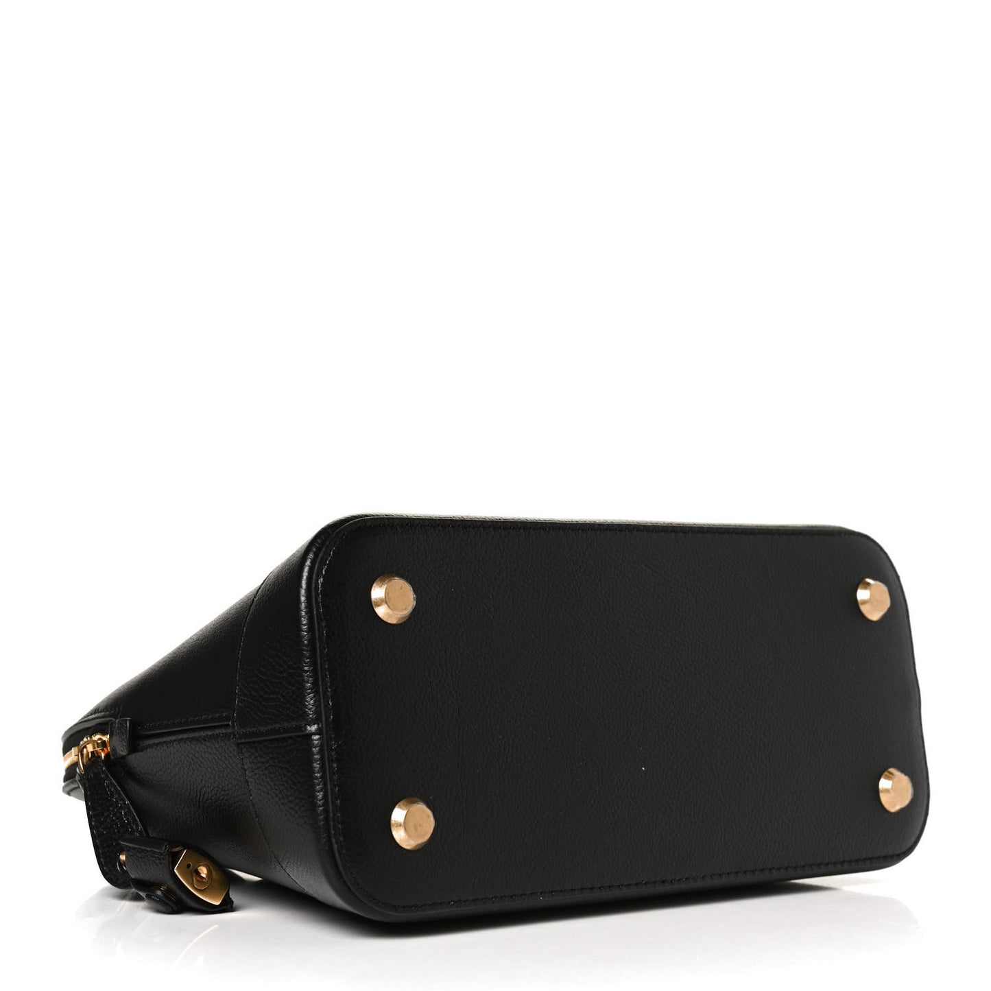 Grained Calfskin Logo S Ville Top Handle Bag Black White