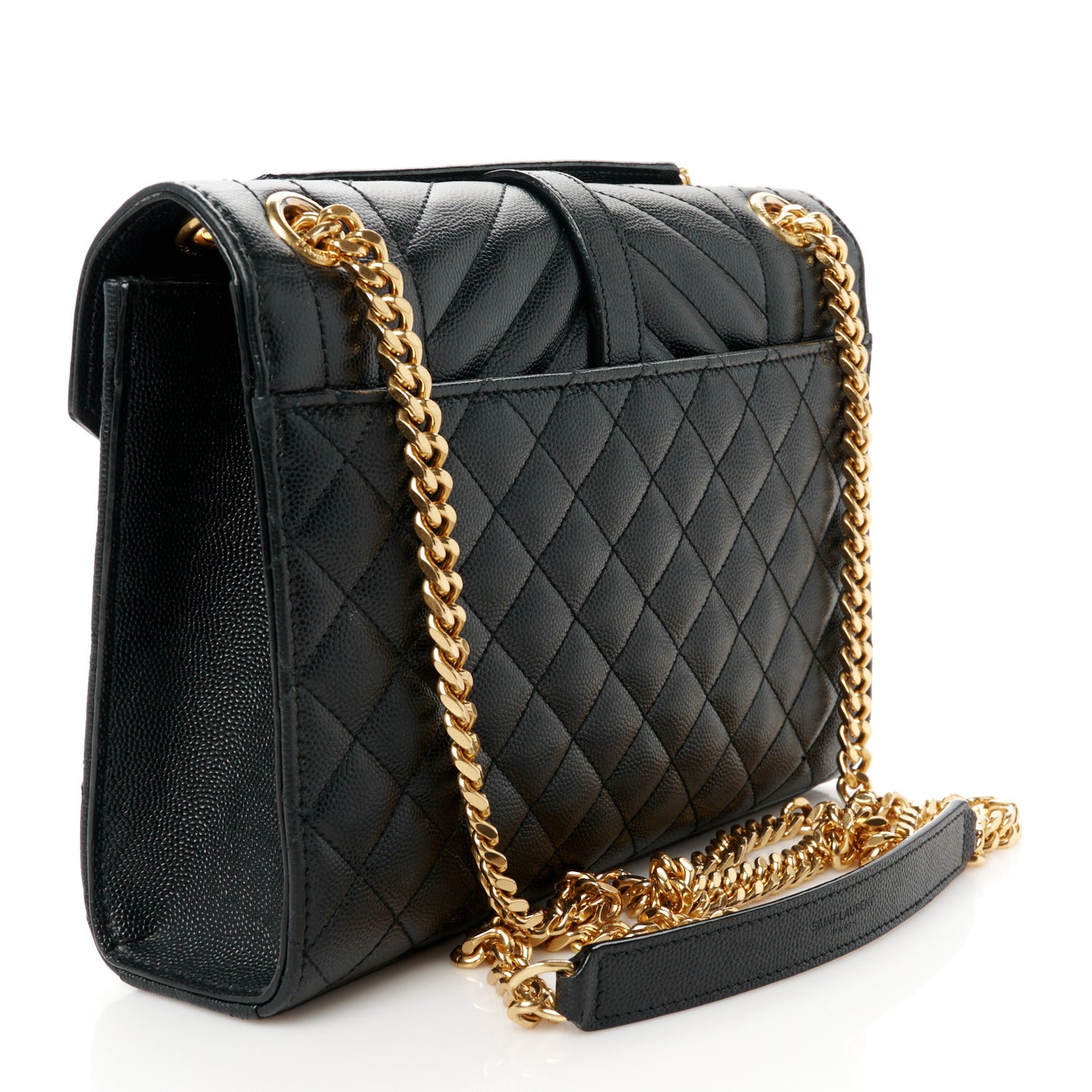 Grain De Poudre Textured Mixed Matelasse Triquilt Medium Monogram Satchel Black