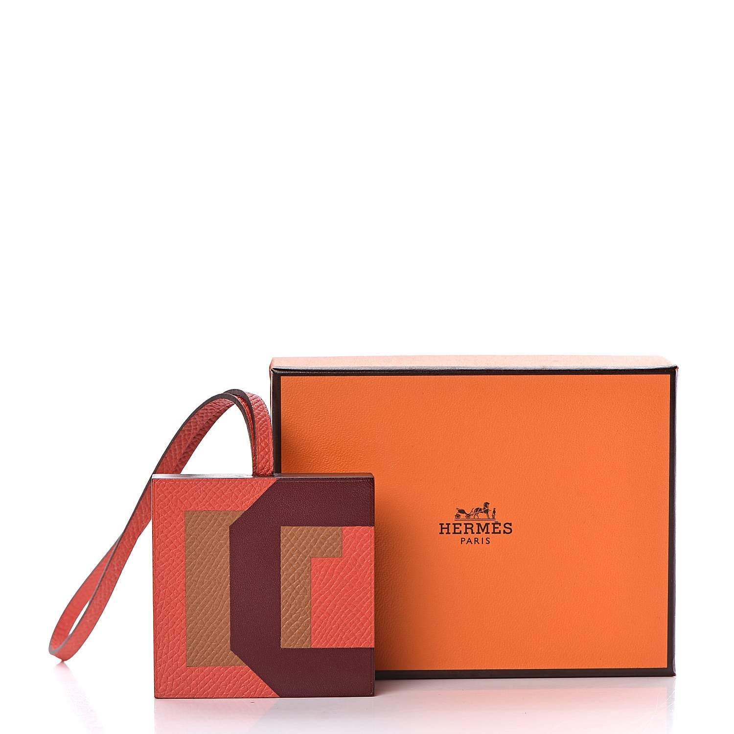 Hermes Epsom Sombrero Lettre Au Carre C Charm Gold Capucine Rouge H 3 of 3
