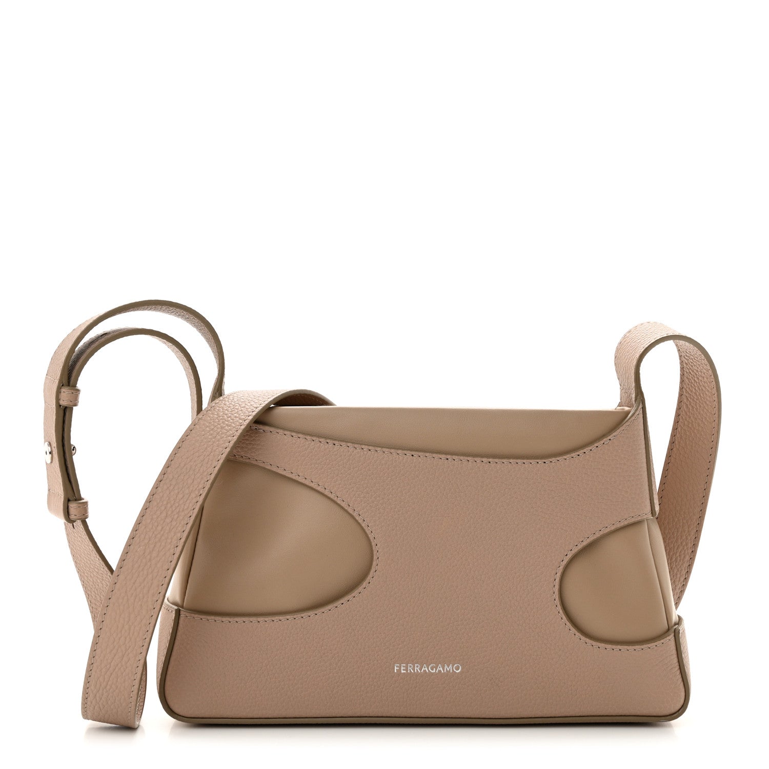 Salvatore Ferragamo Calfskin Cut Out Crossbody Beige 1 of 9