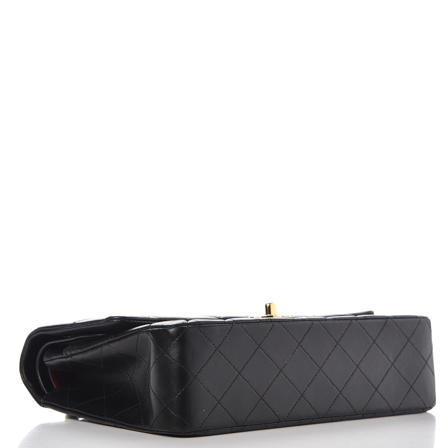 Lambskin Quilted Medium Double Flap Black