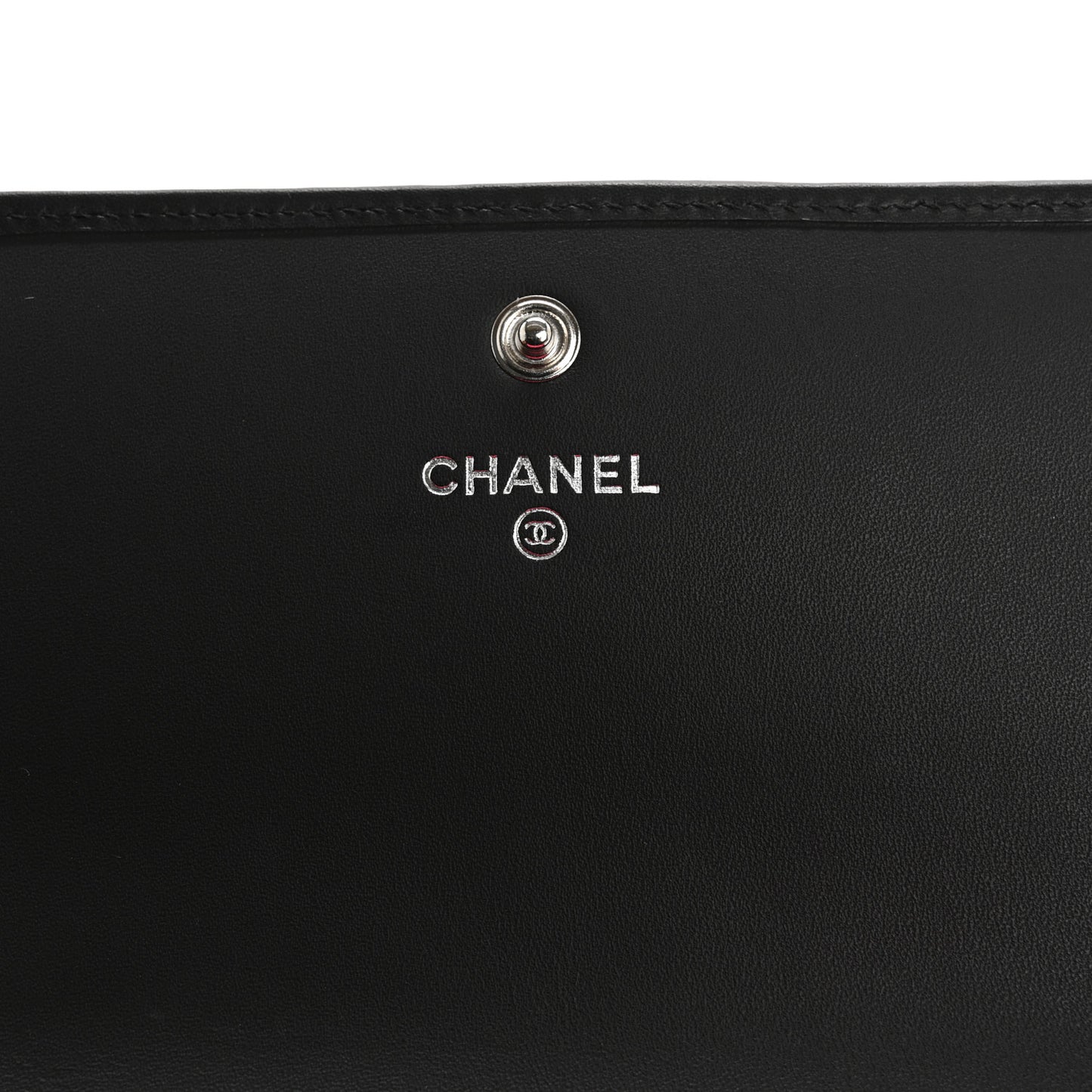 Calfskin Quilted Cambon Gusset Flap Wallet Black