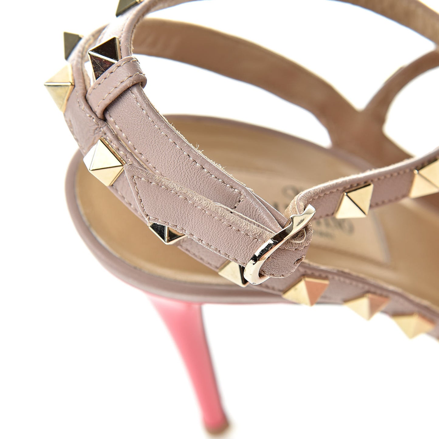 Patent Rockstud Ankle Strap Pumps 40 Peony Poudre
