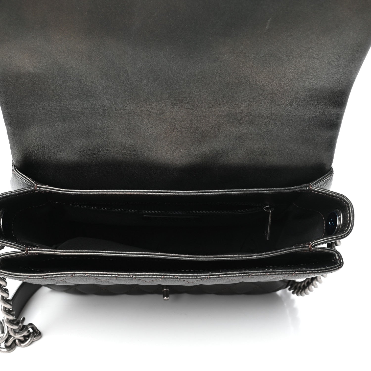 Chanel Metallic Goatskin Quilted Medium Rock In Rome Flap Charcoal 5 of 10