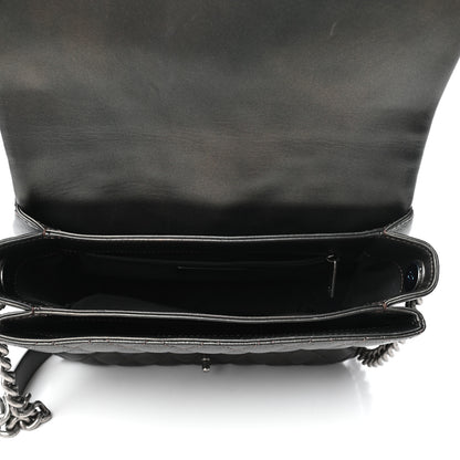 Chanel Metallic Goatskin Quilted Medium Rock In Rome Flap Charcoal 5 of 10