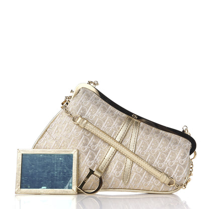 Christian Dior Jacquard Nylon Monogram Evening Frame Saddle Bag White Gold 9 of 10