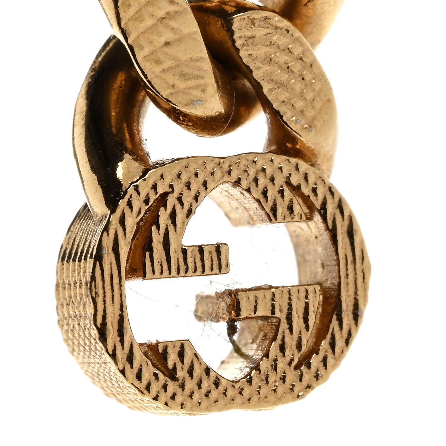 Gucci Metal Double Interlocking G Chain Drop Earrings Gold 4 of 4