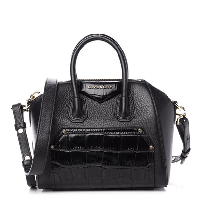 Givenchy Calfskin Crocodile Embossed Antigona Black 1 of 10