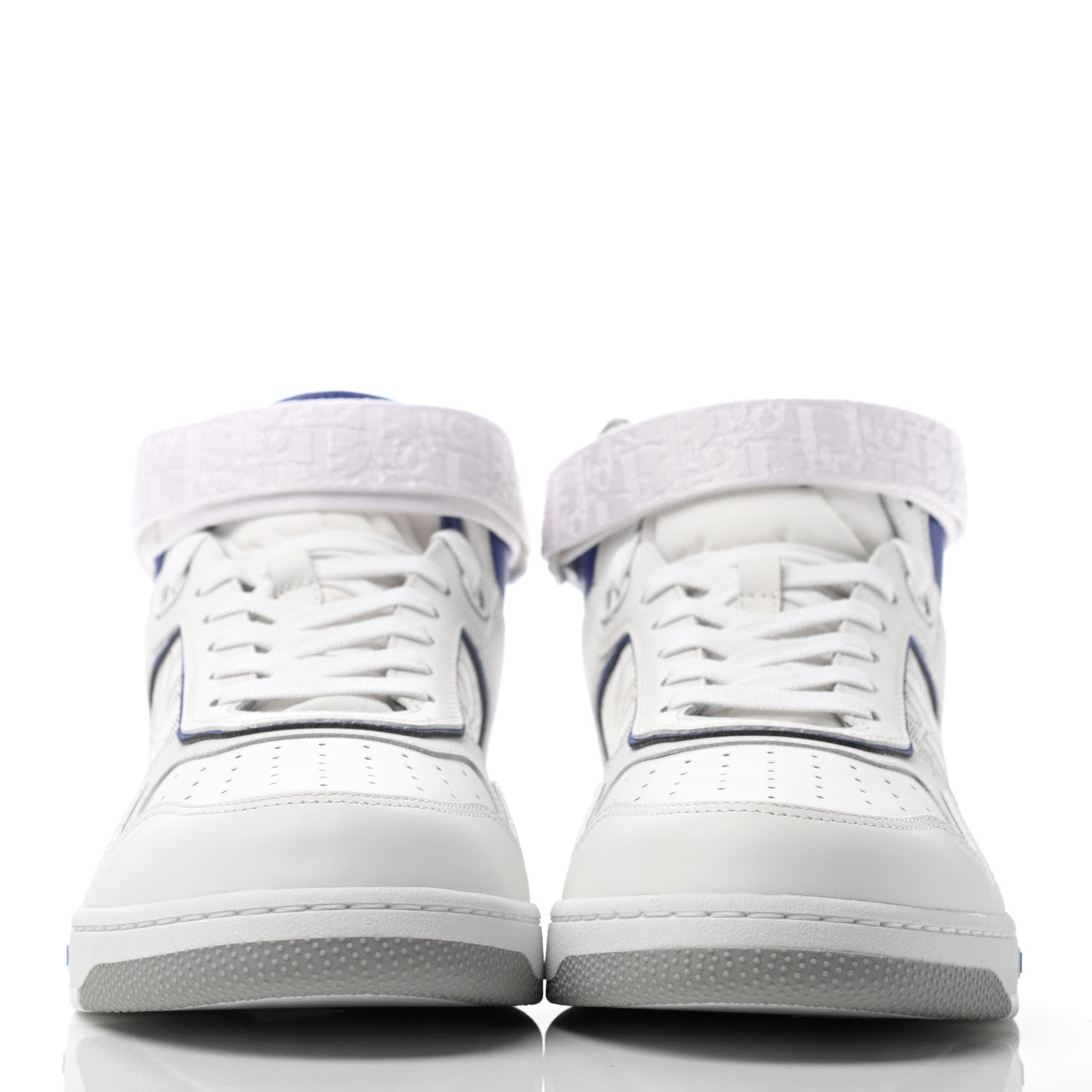 Christian Dior Smooth Calfskin Oblique Galaxy Perforated Mens B27 Mid Top Sneakers 43 White Blue 2 of 6