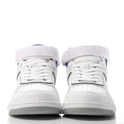 Christian Dior Smooth Calfskin Oblique Galaxy Perforated Mens B27 Mid Top Sneakers 43 White Blue 2 of 6