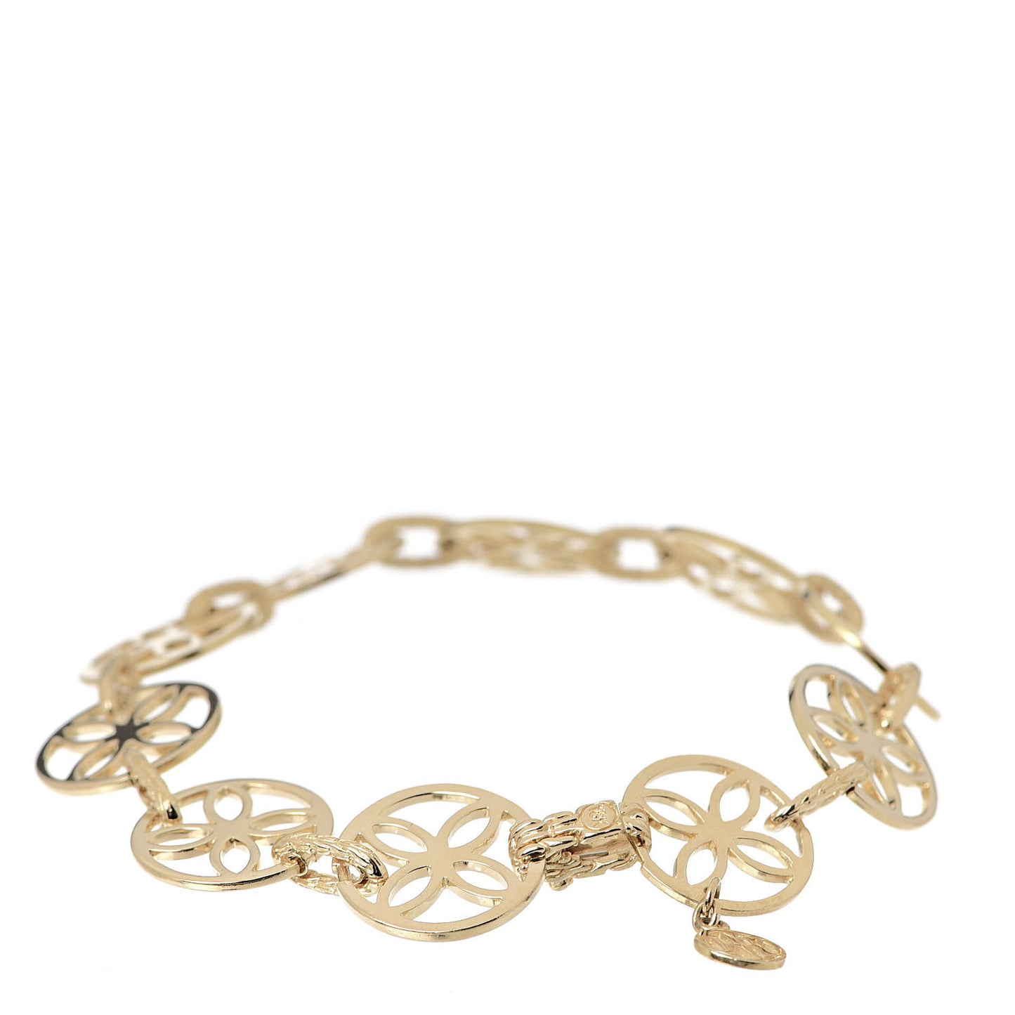 18K Yellow Gold Circular Floral Link Bracelet