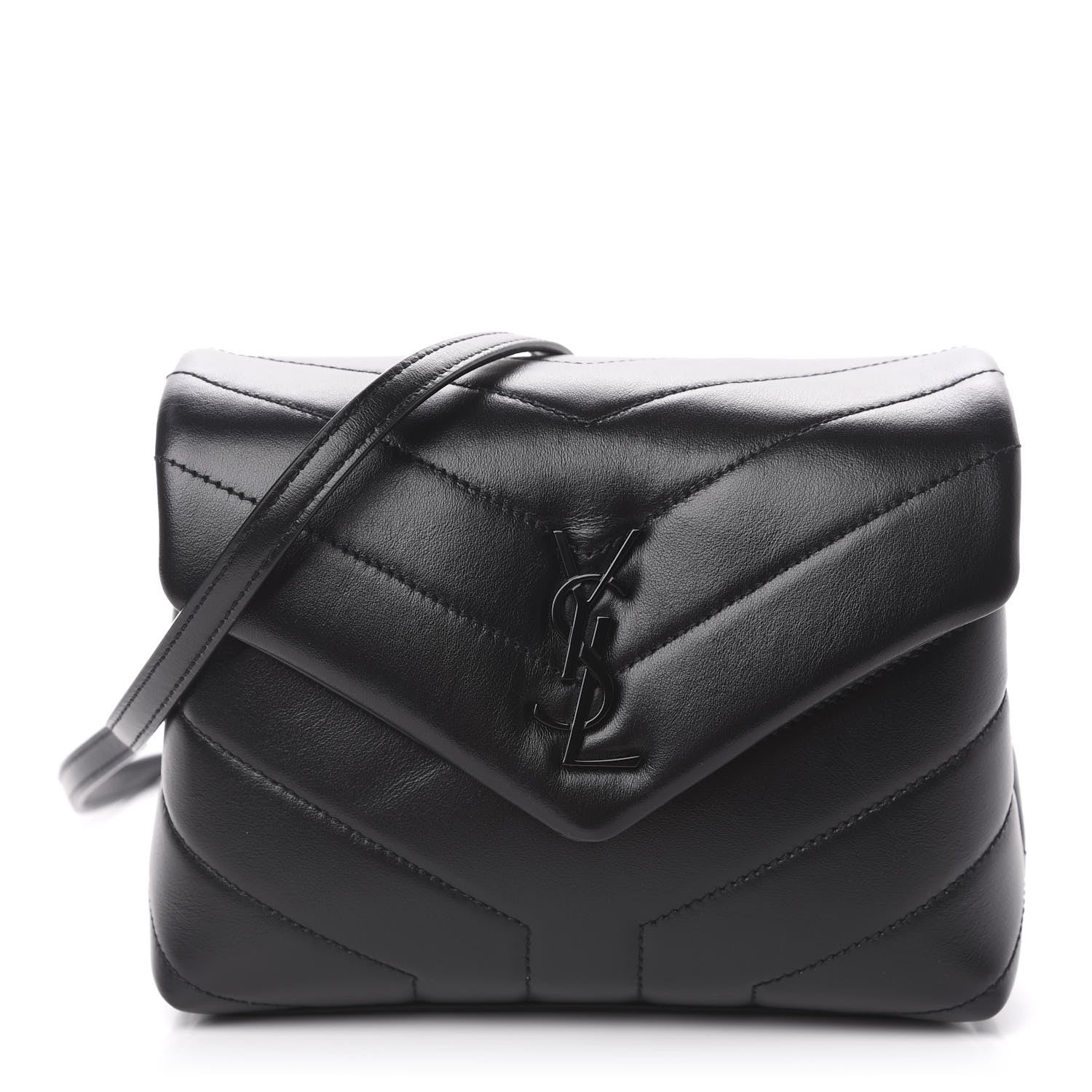 Saint Laurent Calfskin Y Quilted Monogram Toy Loulou Crossbody Bag Black 1 of 11