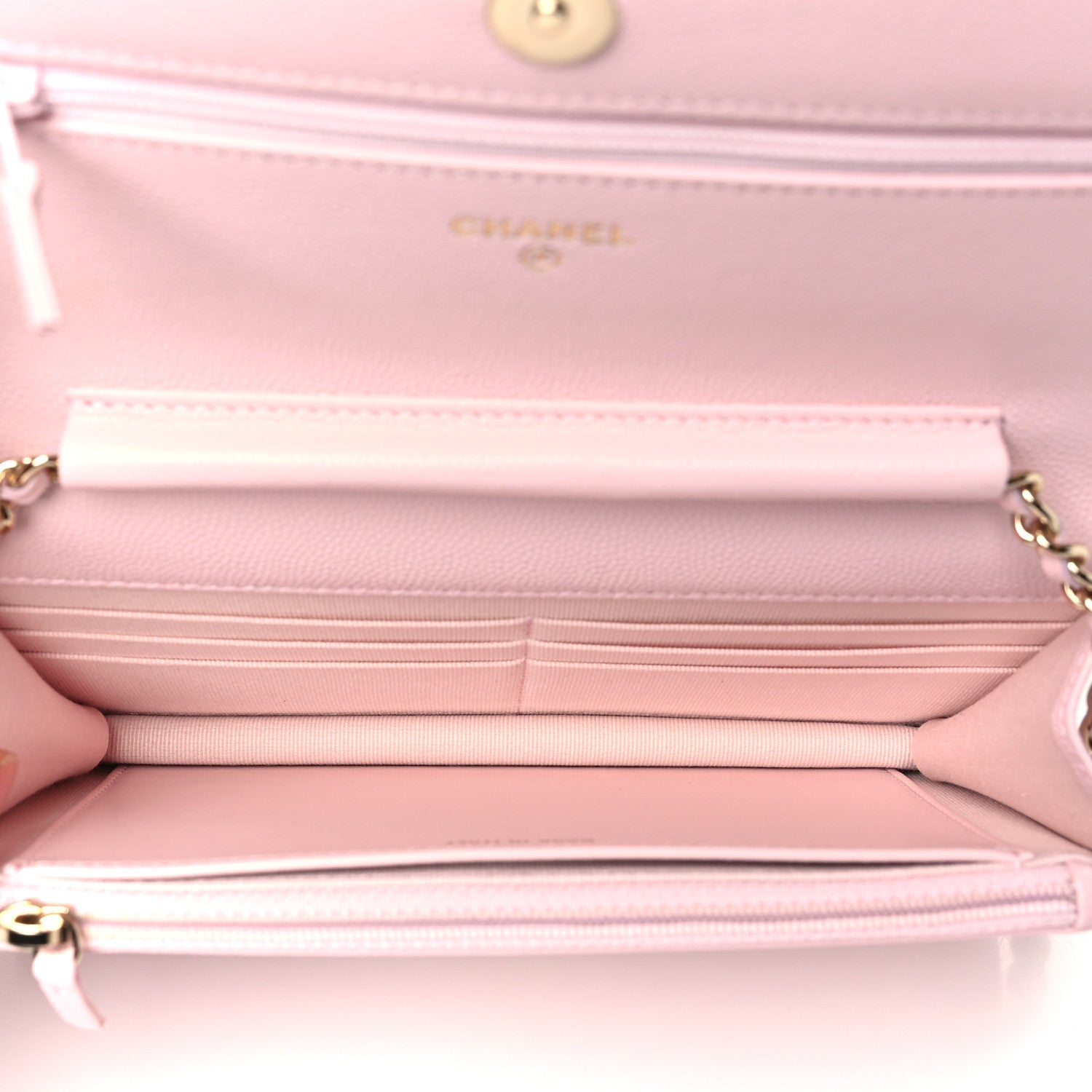 Chanel Caviar Quilted Crystal CC Wallet On Chain WOC Light Pink 5 of 12