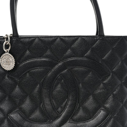 FASHIONPHILE Caviar Quilted Medallion Tote Black 8 of 12