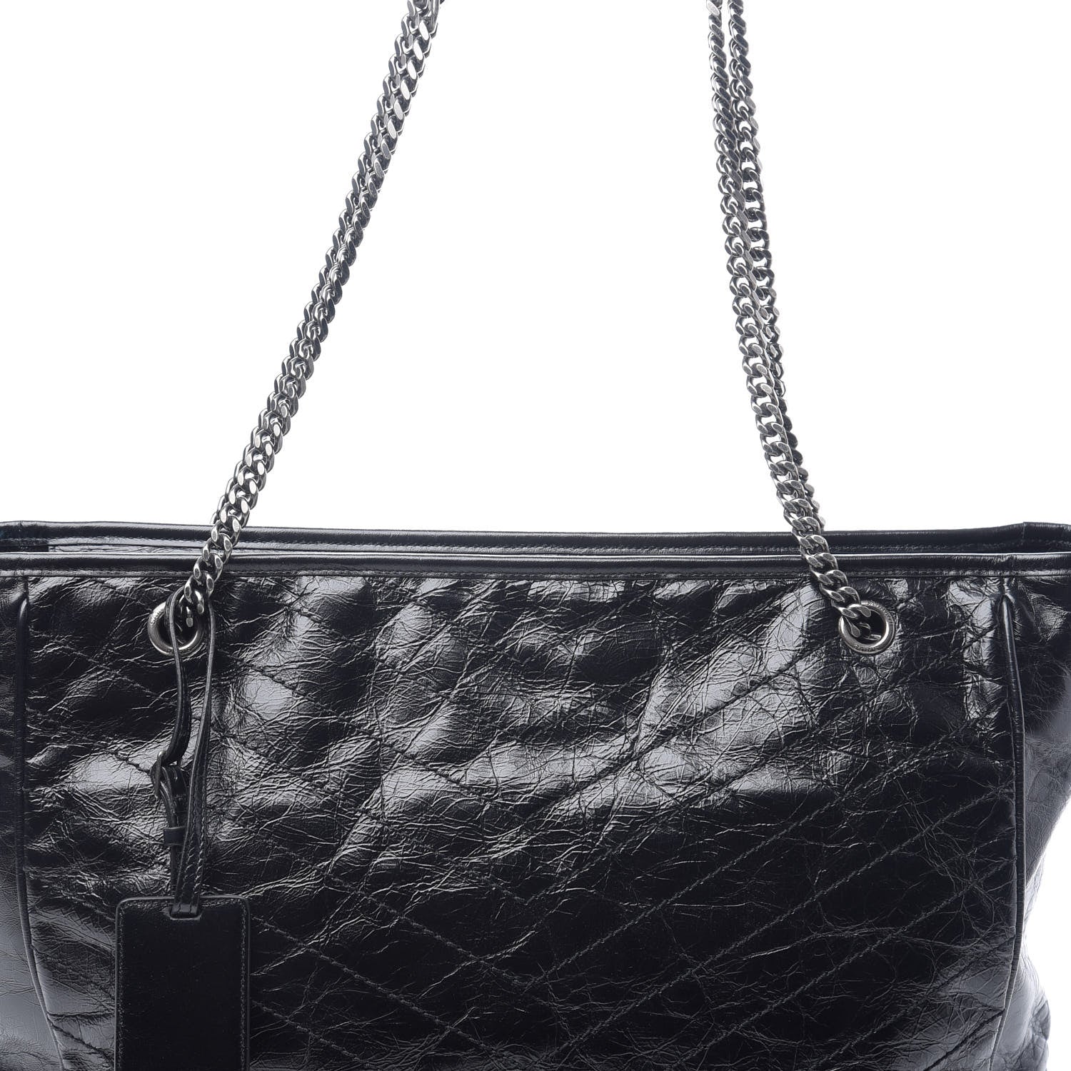 Saint Laurent Crinkled Calfskin Matelasse Monogram Large Niki Shopping Tote Bag Black 9 of 9