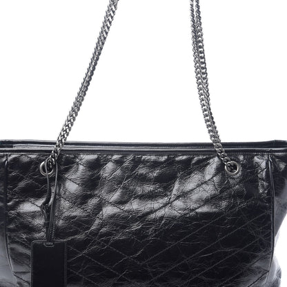 Saint Laurent Crinkled Calfskin Matelasse Monogram Large Niki Shopping Tote Bag Black 9 of 9