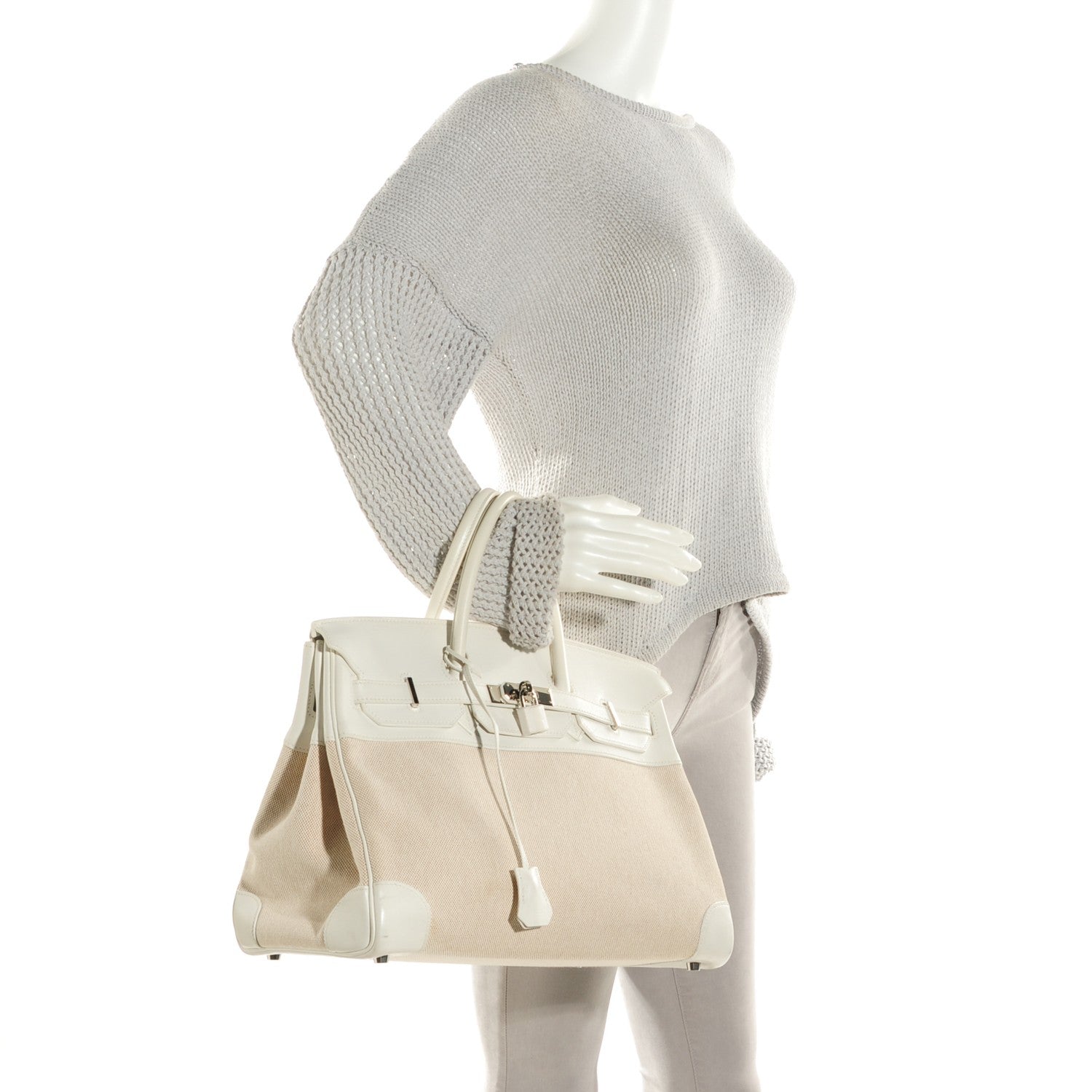 Hermes Toile Swift Birkin 35 White 2 of 17
