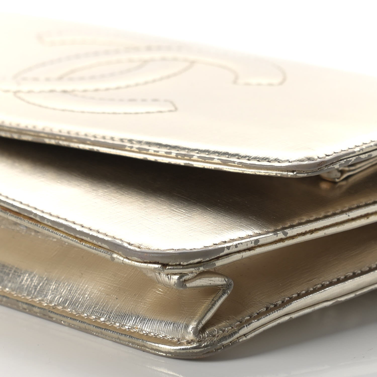 Chanel Metallic Calfskin Timeless Wallet on Chain WOC Argent Clair 10 of 10
