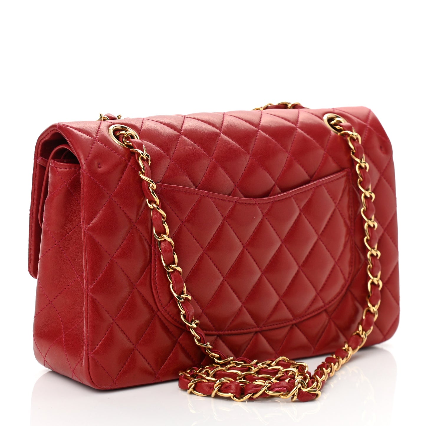 Lambskin Quilted Medium Double Flap Dark Bordeaux
