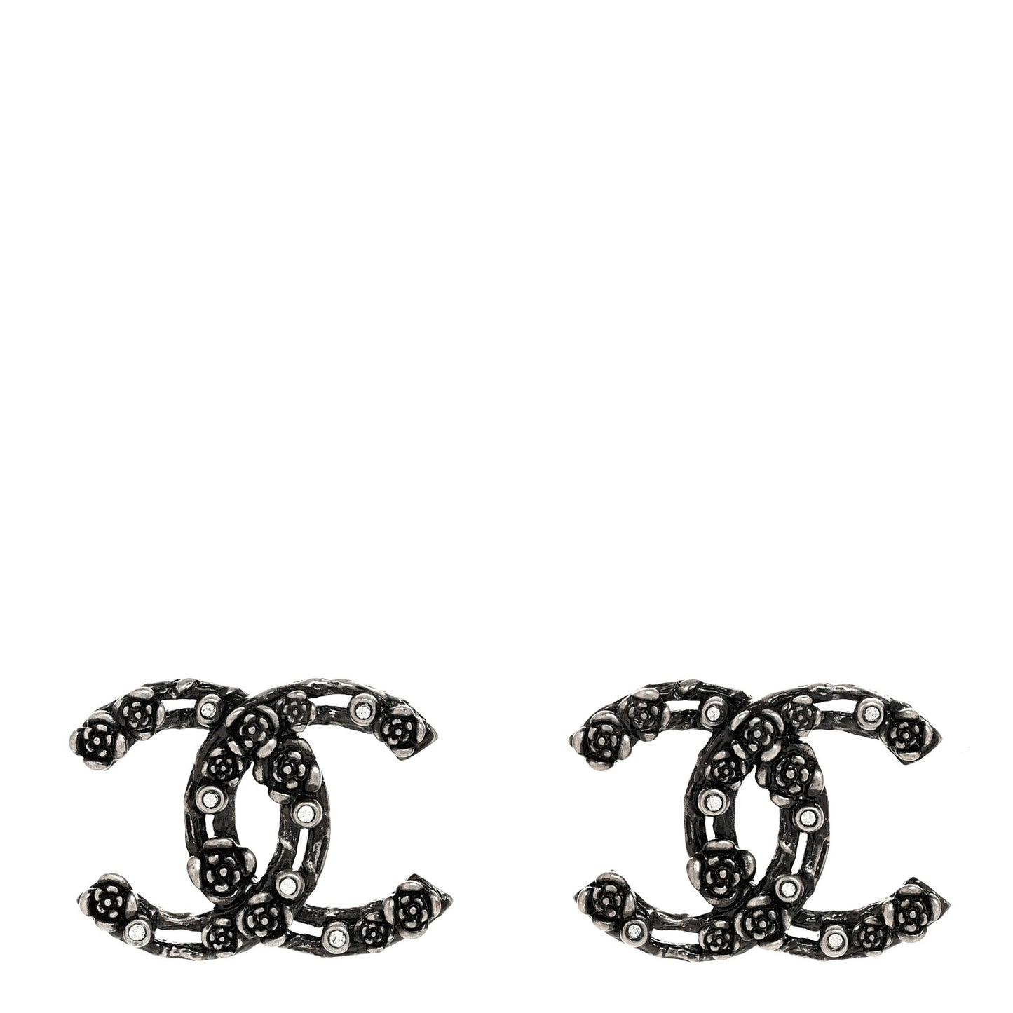 Crystal CC Camellia Earrings Ruthenium