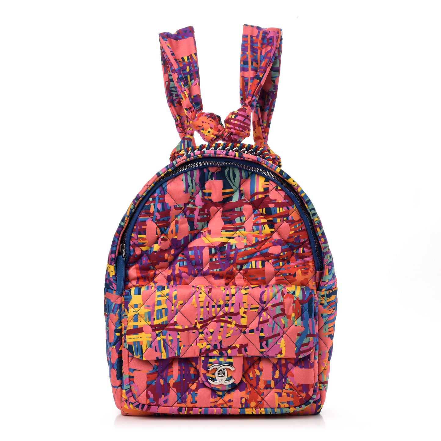 Foulard Fabric Quilted Printed Backpack Pink